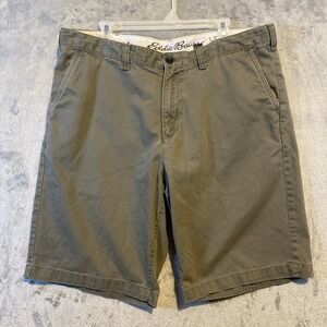 Eddie Bauer Men's Shorts‎ Sz 38 Army Green Legend Wash Chino Preppy Vacation